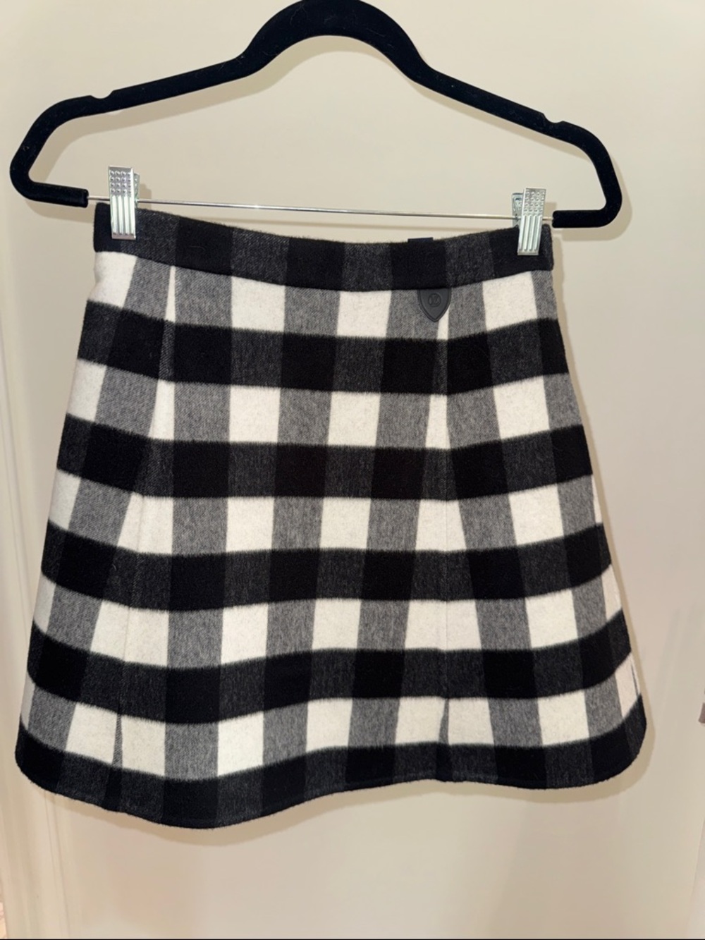 Louis Vuitton Black and White Checked A-Line Skirt